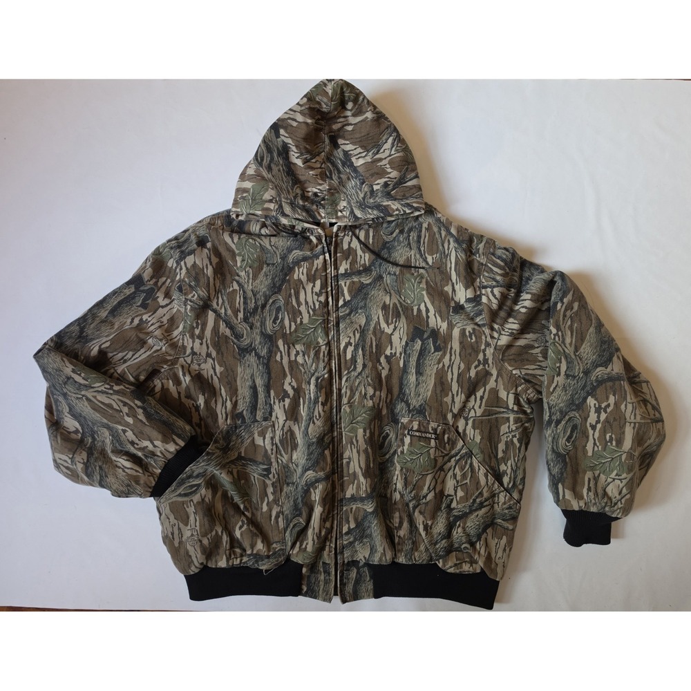 Commander Sportsman Apparel VTG  Hooded Jacket with Camouflage  Men's 2XL